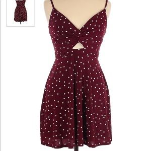 Trixxi Spotted Burgundy Dress with Cut Out